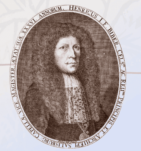 Old drawing of Heinrich Ignaz Franz Biber.